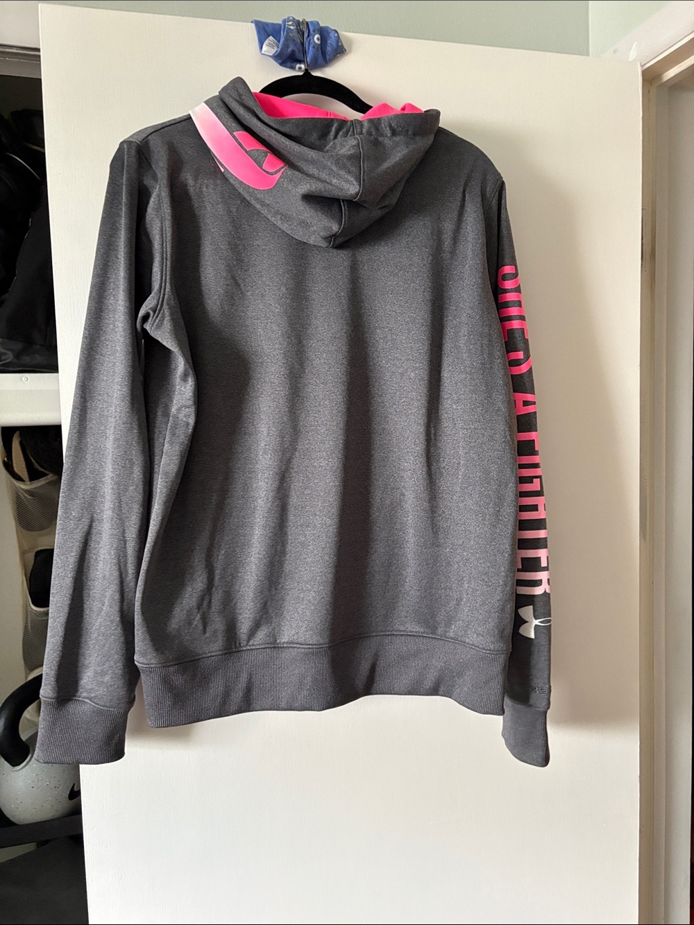 Under Armour Dark Gray Hoodie with Pink Accents - Picture 5 of 7